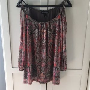 INC XL paisley 3/4 sleeve shoulder cut out top